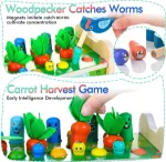 Woodmam 6 in 1 Wooden Montessori Toys for 1 Year Old Whack a Mole Game Hammering Pounding Toy with Xylophone Carrot Harvest Game Learning Developmental Toys