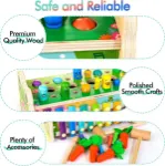 Woodmam 6 in 1 Wooden Montessori Toys for 1 Year Old Whack a Mole Game Hammering Pounding Toy with Xylophone Carrot Harvest Game Learning Developmental Toys