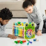 Woodmam 6 in 1 Wooden Montessori Toys for 1 Year Old Whack a Mole Game Hammering Pounding Toy with Xylophone Carrot Harvest Game Learning Developmental Toys