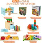 Picture of WOODMAM Wooden Montessori Toys for 1+ Year Old, 9 in 1 Learning Educational Toys for Toddler with Educational Box, Xylophone, Pound Bench, Shape Puzzle and More, Baby Toy Gift for 12-18 Months